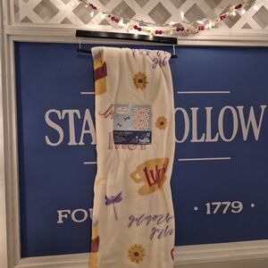 Cream Blanket with Multicolor Design